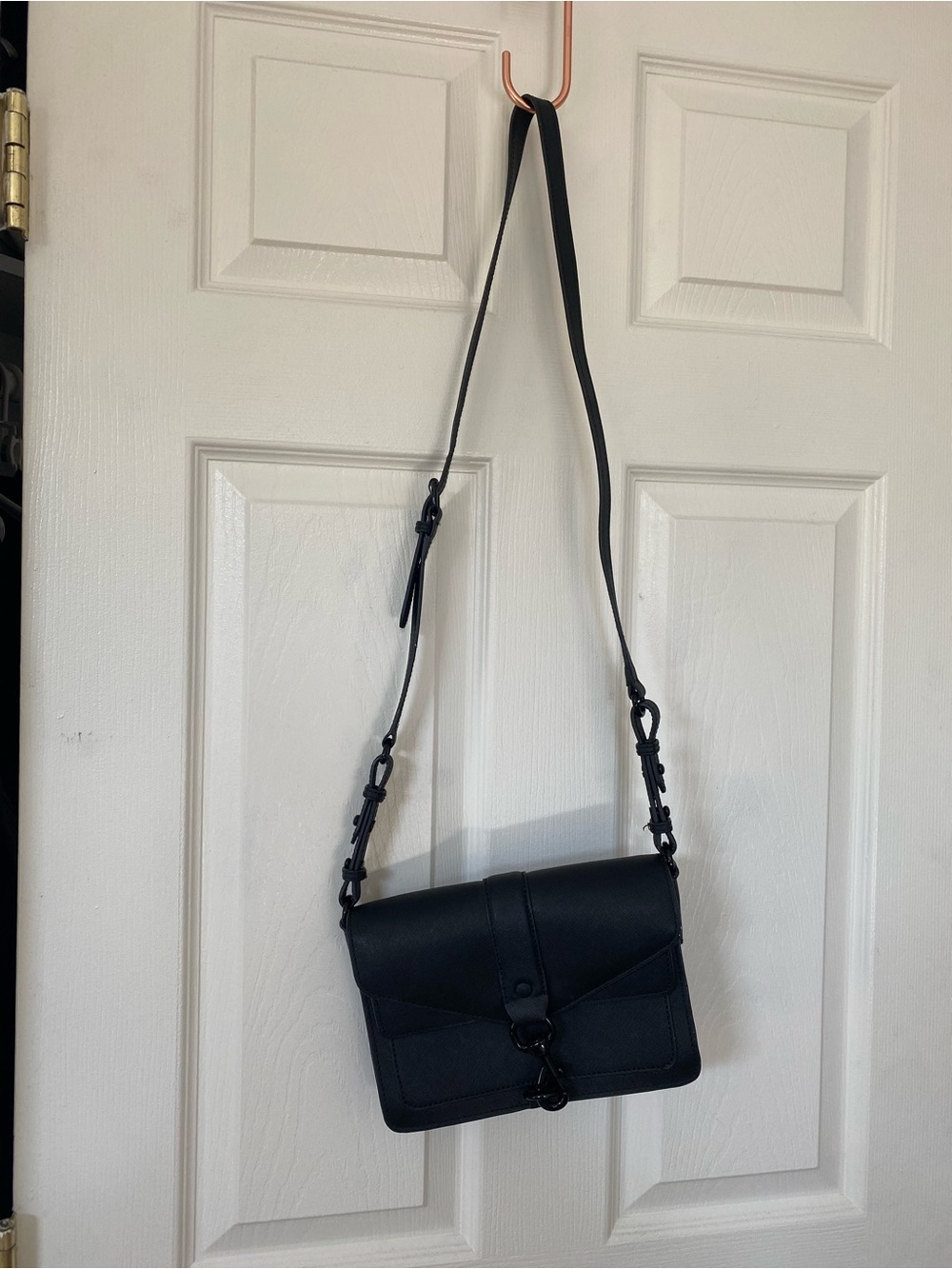 Rebecca Minkoff Black Leather Crossbody with Signature Hardware